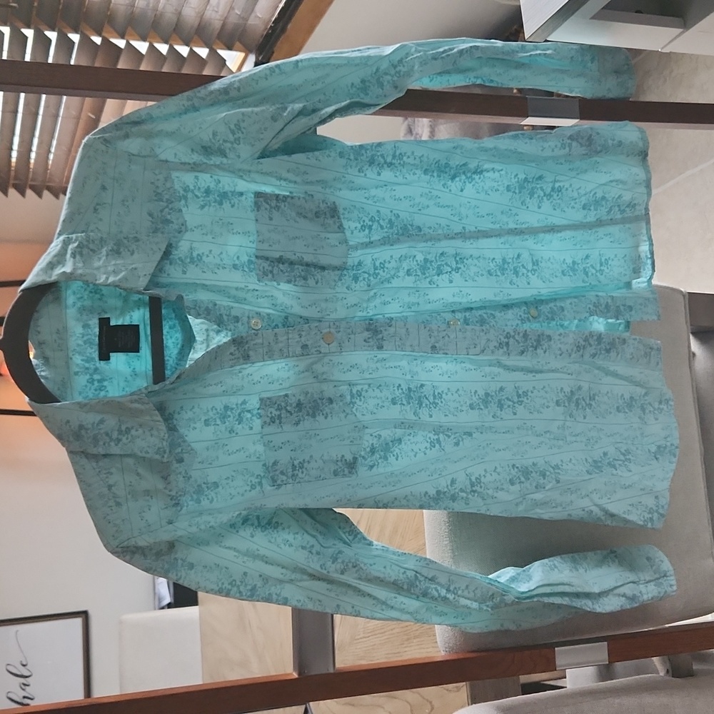 Calvin Klein Jeans teal button down blouse size M